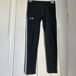 Under Armour Black cold gear leggings with striped seam